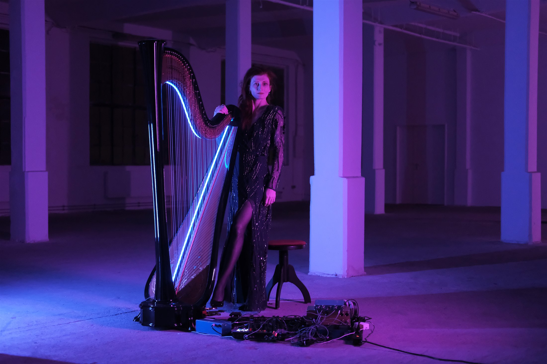 Martina Stock with her harp